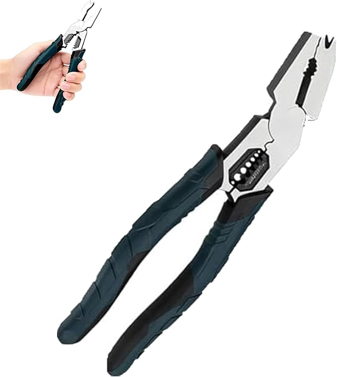 Industrial-Grade Multi-function Cutting Pliers, 9-in-1 Multi-Functional Pliers Nail Puller/Wire Cutter/Stripper/Crimper?봀ompound Action Leverage Design,Professional Cutting Tool for Home Repair (1pcs)