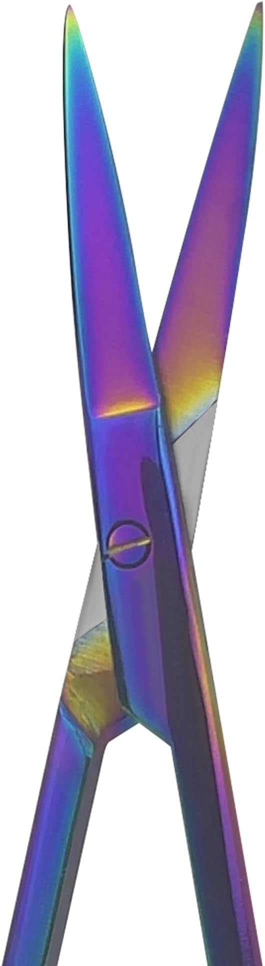 Bandage, Castroviejo, & Iris Scissors, & Kelly, & Mosquito Forceps Rainbow - Stainless Steel, DIY Crafting Scissors and Forceps Multicolors (Iris Scissors, 4.5 inches Straight)