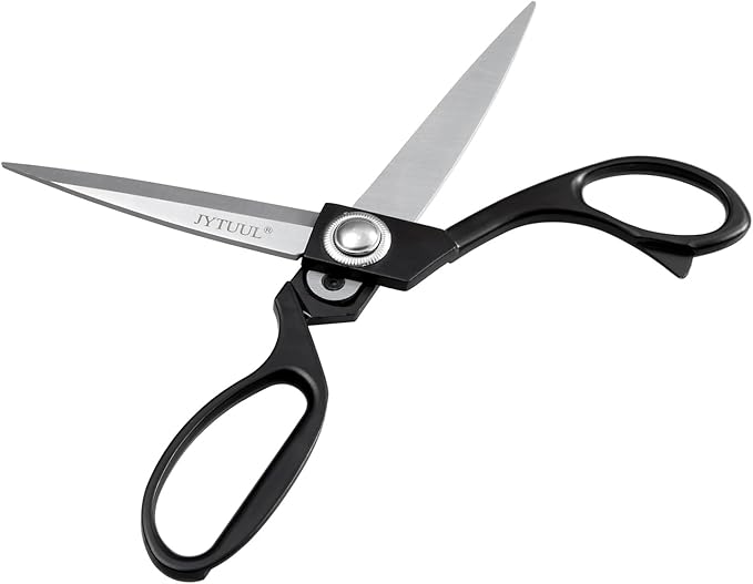 Black 8" Sharp Tailor Scissors - Stainless Steel Professional Heavy Duty Fabric and Leather Cutting Shears for Clothing, Dressmaking, Sewing, and Crafts