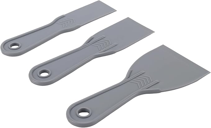 24 PCS Putty Knife Set, 6 Sizes Plastic Putty Knife Scraper, Flexible Plastic Paint Scraper Tool for Spackling, Wallpaper Scraper Tool, Grey