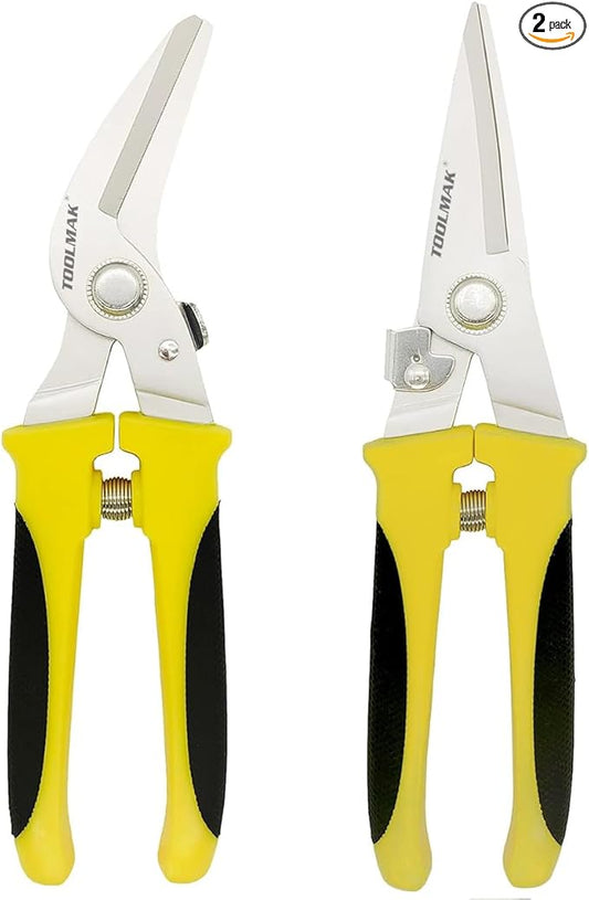 Metal Cutter 8 Inch Tin Snips Set, Stainless Steel Blade & Comfort Grips, Multifunction Cutting of Branches, Thin Iron, Cardboard etc.. (Right Hand)