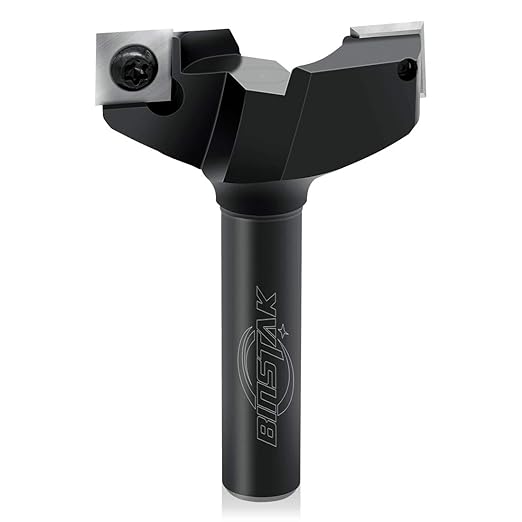 CNC Spoilboard Surfacing Router Bit, 1/2" Shank 2" Cutting Diameter, Insert Carbide Slab Flattening Router Bit Planing Bit Wood Planer Bit Woodworking Tools by BINSTAK