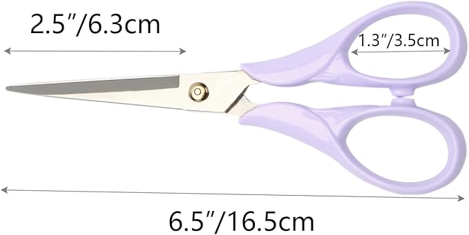 NatSumeBascis Purple Office Scissors 6.5" Craft Scissors Small All Purpose Scissor Professional Tailor Dressmaker Fabric Shears for School Office Home (Purple)
