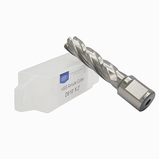 HSS M2AL Annular Cutter 2" DOC with 3/4" Weldon Shank for Magnetic Drill Press by EST (D9/16" X 2")