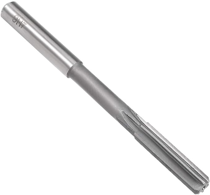 uxcell Chucking Reamer 9mm, H7 HSS Lathe Machine Reamer 6 Straight Flutes, Round Shank Milling Cutting Tool, Metric Reaming Drill Bit for Stainless Steel Metal Hole