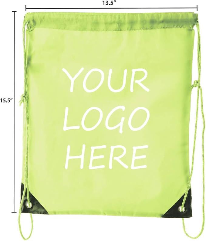 Mato & Hash Custom Bags With Your Logo | 10PK Promotional Drawstring Backpack - 10PK Lime CE2500