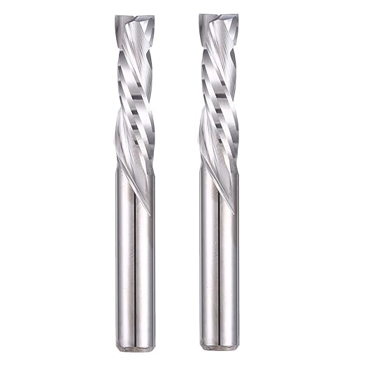 Up & Down Cut Bit 6mm（0.236" Shank, 7/8" Cutting Length Compression Bit Spiral CNC Router Bits End Mill Tungsten Carbide Milling Cutter Set 2 Pack