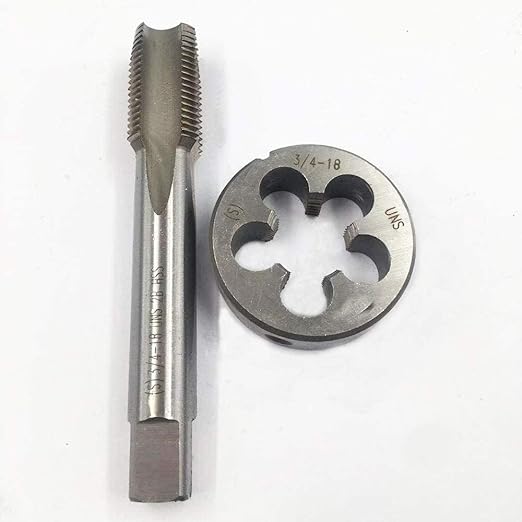 3/4"-10, 3/4"-14, 3/4"-18, HSS Tap and Die Set竊똗NF Machine Thread Tap and UNF Round Thread Die Right Hand (3/4-18UNS)