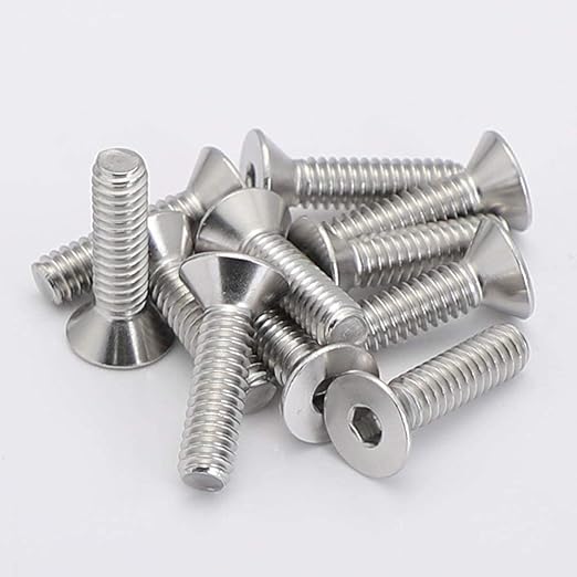 MewuDecor M6-1.0 x 20mm Flat Head Socket Cap Screws Bolts, Stainless Steel 18-8, Bright Finish, DIN 7991, Fully Threaded, Pack of 50