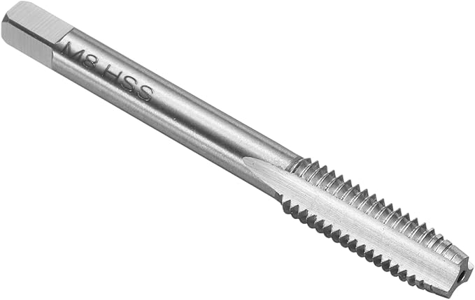 uxcell Hand Plug Tap M8 x 1.25 H2 Metric Thread Plug Style Taps Straight Flute Screw Tapping Threading Tool 9CrSi Alloy Tool Steel