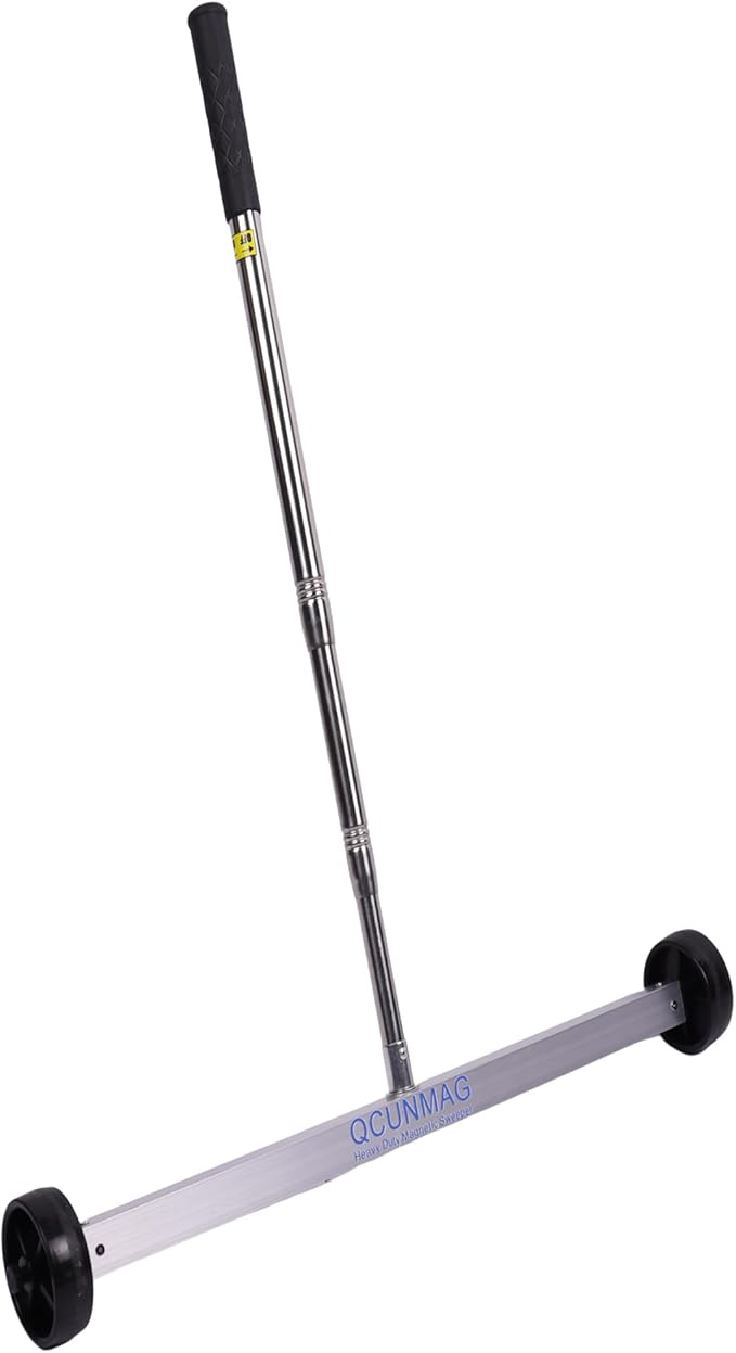 Heavy-Duty 17-Inch Rolling Magnetic Sweeper – 8.8 Lbs Capacity Magnet with Adjustable Handle & Wheels for Nails, Screws, Metal Debris Pickup