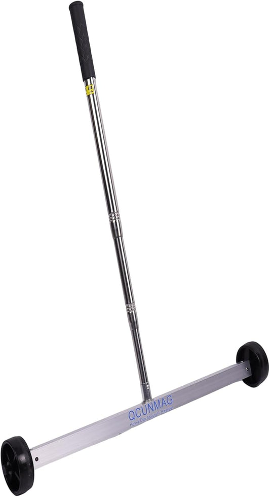 Heavy-Duty 17-Inch Rolling Magnetic Sweeper – 8.8 Lbs Capacity Magnet with Adjustable Handle & Wheels for Nails, Screws, Metal Debris Pickup