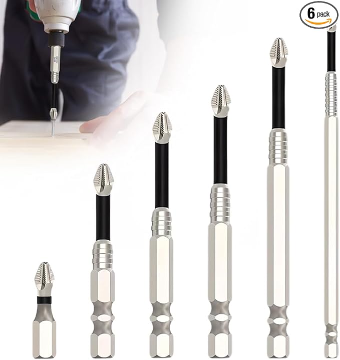 High-Magnetic Screwdriver Drill Bit, 2025 Upgrade Strong Magnetic Screwdriver Bit Set, Anti-Slip Magnetic Precision Electric Screwdriver Set Drill Bit Set (25 50 65 75 100 150mm)