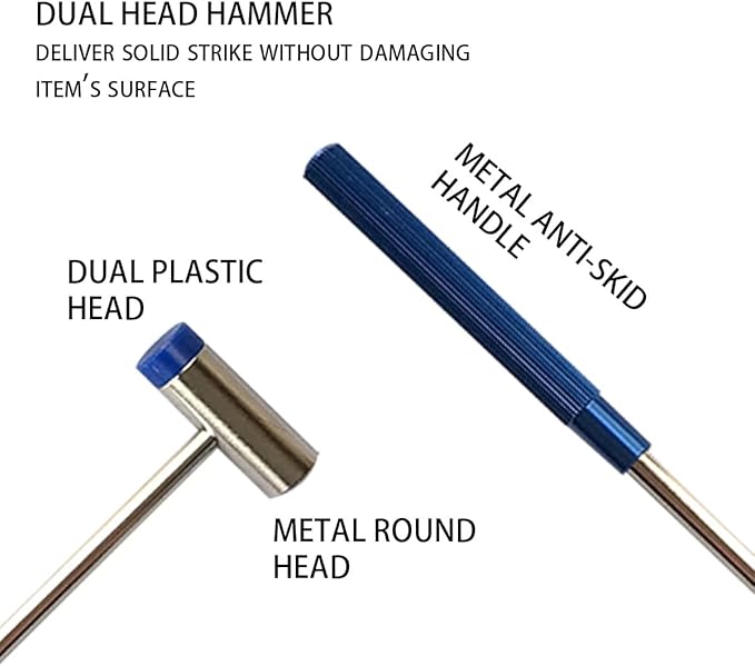 Dual Head Small Hammer, 7 Inches, Plastic Head and Metal Head, Black Plastic Grip, Double face Jewelry Mallet, Mini Hammer for Watch, Tuning, Woodworking, Toys, DIY, Leather, Instruments