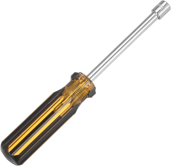 HARFINGTON Metric Hex Nut Screwdriver 6mm Carbon Steel Ergonomic PVC Grip Non-Magnetic Socket Wrench Screwdriver Hand Tool for Automotive Maintenance Home Improvement.