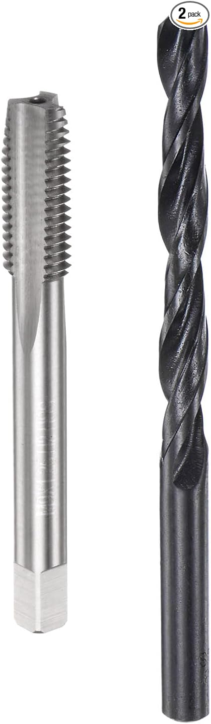 uxcell Metric Tap and Drill Bit Set, M9 x 1.25 Thread Tap & 7.8mm Black Oxide Twist Drill Bit, Straight Flute Tap Tapping Threading Repair Tool Kit