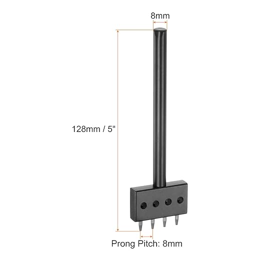uxcell 4 Prong Leather Prong Punch Tool 8mm Steel Prong Row Round Hole Stitching Chisel for Leather Craft