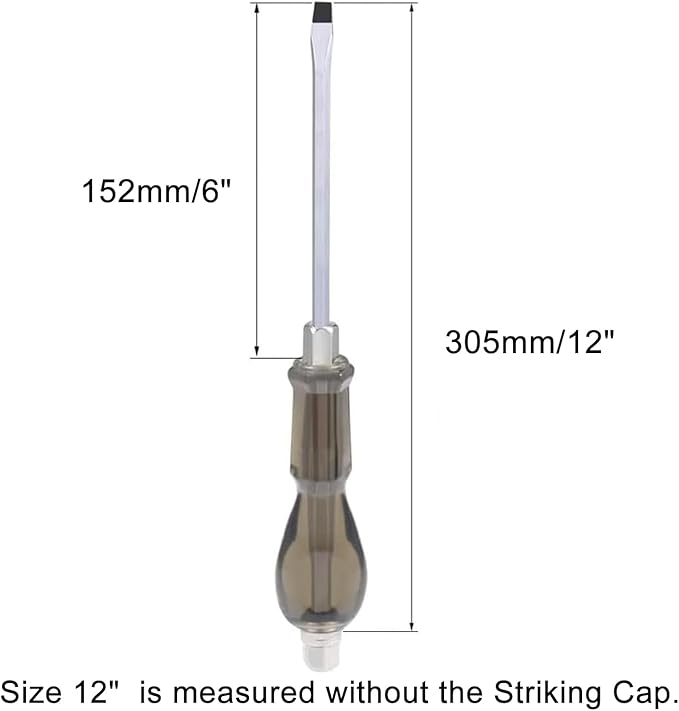 Utoolmart Slotted Impact Screwdriver 12 Inch Keystone Demolition Driver Magnetic 1Pcs