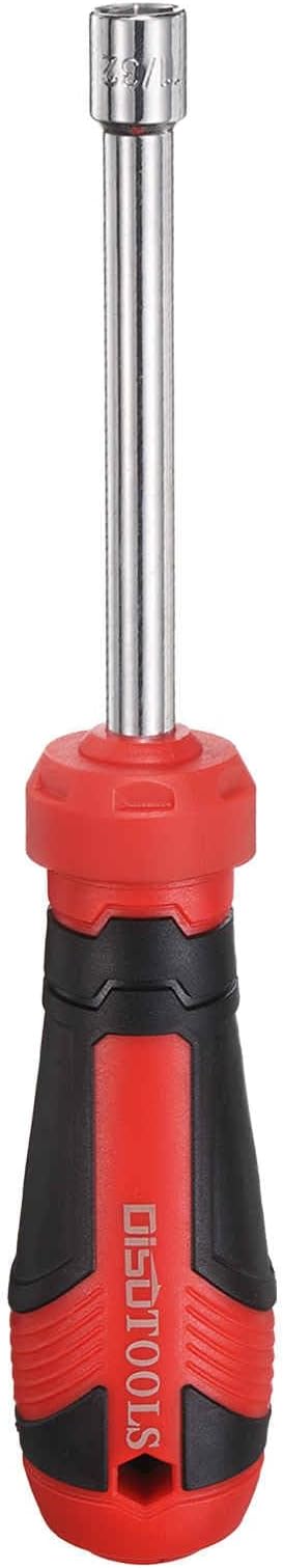 HARFINGTON SAE Nut Driver 11/32" CR-V Non-Magnetic Tip Hollow Shafts Hex Socket Screwdriver with Anti-Slip Handle for Automobile Repair Bit Driver
