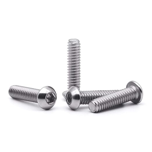 1/4-20 x 7/8" Button Head Socket Cap Bolts Screws, 304 Stainless Steel 18-8, Allen Hex Drive, Bright Finish, Fully Machine Thread, Pack of 30