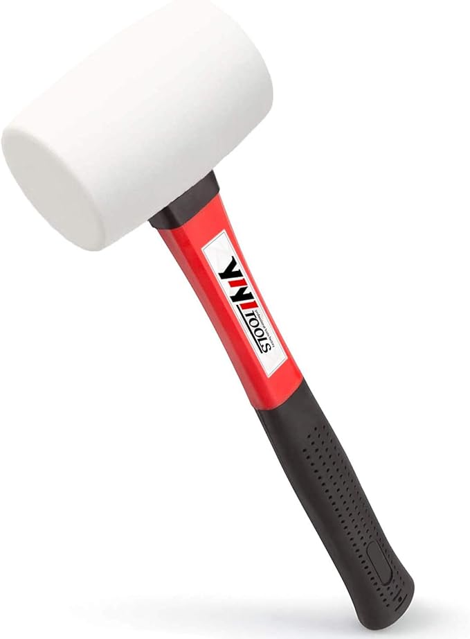 YIYITOOLS Rubber Hammer, 16oz rubber mallet With fiberglass Handle,white