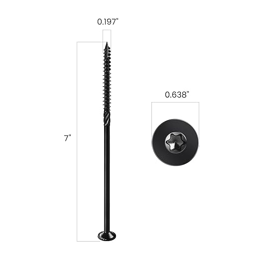 Deck Screws #14 x 7 inch, (12pcs) 1lb Heavy Duty Outdoor Wood Screws,Black Rust Resistant Epoxy Coated,Torx Drive Head,with T30 Star Bit