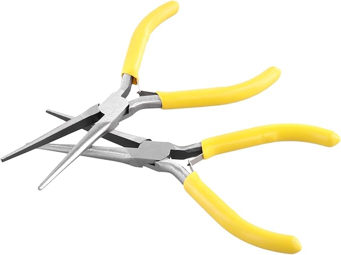 12 PCS 6 Inch Needle Nose Pliers, Long Needle Nose Pliers, Yellow Handle Tapered Needle Nose Plier for Handmade Craft, Jewelry Making