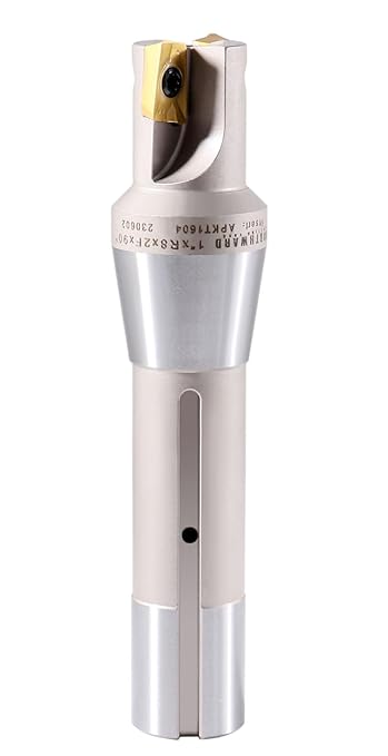 Accusize Industrial Tools 1'' by 5-27/32'' 90 Degree R8 Shank Indexable End Mills with 2 Apkt1604 Carbide Inserts Installed, 0028-6903