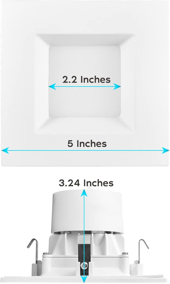 LUXRITE 16-Pack 4 Inch Square LED Recessed Can Lights, 14W=75W, 5 Color Options 2700K-5000K, 950 Lumens, Dimmable LED Retrofit Kit, Wet Rated, IC Rated, Energy Star, ETL Listed