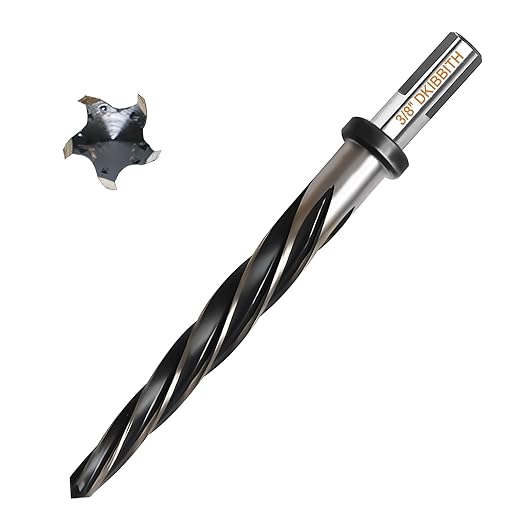 3/8??Bridge Construction Reamer Drill Bit, M2 HSS Taper Chucking Reamer for Steel Alloy Metal Wood Plastic, 3/8" Non-Slip Shank, 5-Spiral Flutes Car Reamer, to Align or Enlarge Holes, 10mm