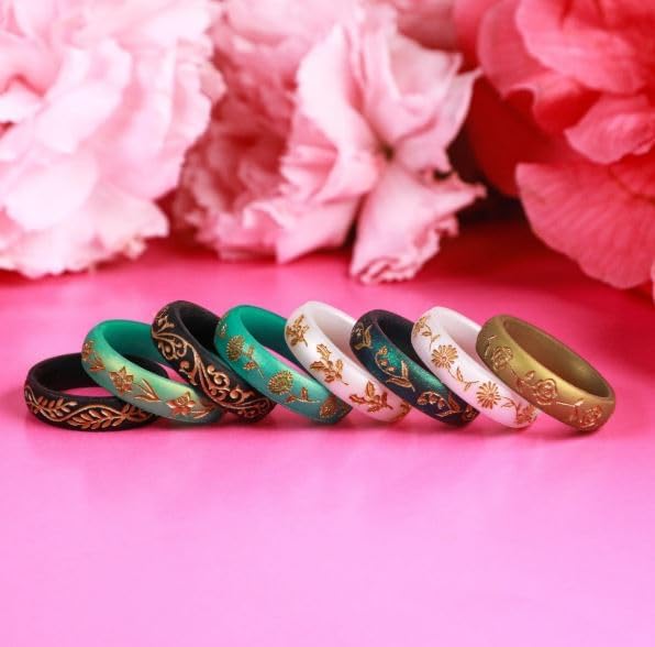 Knot Theory Birth Flower Silicone Ring for Women - 4mm Comfort Fit Wedding Band Engagement Ring