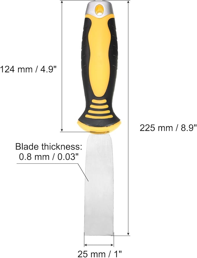 uxcell Putty Knife 1" High Carbon Steel Paint Scraper Flexible Drywall Repair Mud Knife for Removing Cement Wallpaper Mud Adhesive Taping with Metal Hammer End