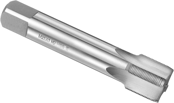 uxcell Hand Plug Tap M25 x 1 H2 Metric Thread Plug Style Taps Straight Flute Screw Tapping Threading Tool High Speed Steel HSS6542