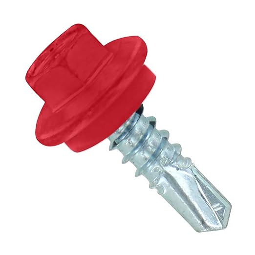 Fasteners Plus ST Fastening Maxx SteelBinder Metal to Metal #12 X 3/4" Crimson Screws with EPDM Rubber Washer, 250-Count - Designed for Roofing and Siding Panels