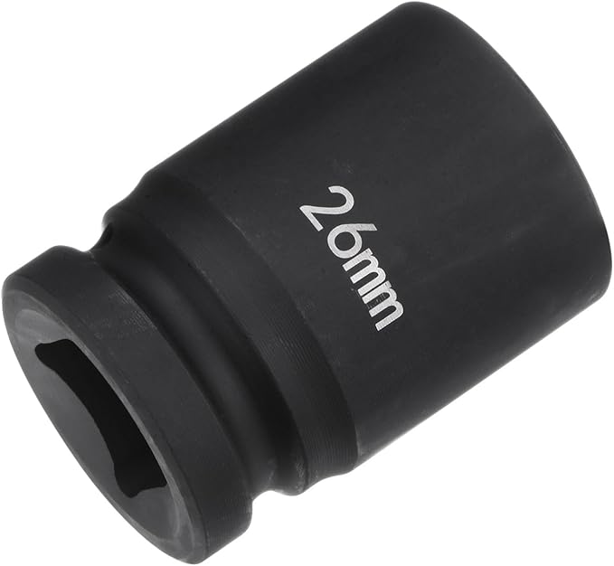 HARFINGTON 6-Point Impact Socket 3/4" Drive 26mm Metric 40Cr Alloy Steel Spindle Axle Nut Impact Socket