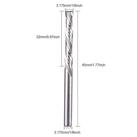 Hozly 1/8 Inch Shank with 1/8 Inch Cuting Dia Carbide End Mills Up & Down Cut Compression Bit 2 Flutes Milling Cutter for Engraving Milling 3D sculpturing Roughing Composite Multilayer Pack of 10