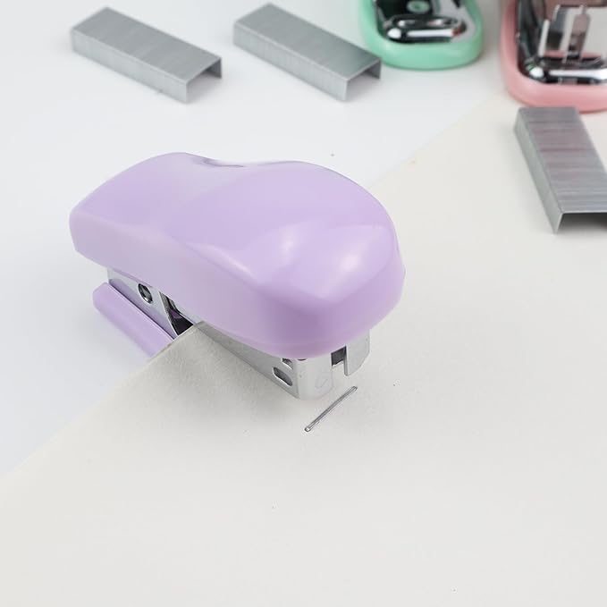 Aacehlh Mini Desktop Stapler Set,20 Sheet Capacity,Includes Built-in Staple Remover and 750PCS No.12 Staples,Small Cute Stapler for Office and School Supplies (Purple)