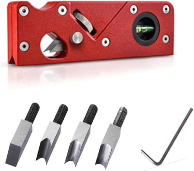 szhdxsy Combination Upgrade-4 Cutter Heads Wood Planar Carpenter's Edge Trimming Tool, Suitable for Manual Chamfering and Planing of Wood, Quick Edge Trimming and Chamfering, Red