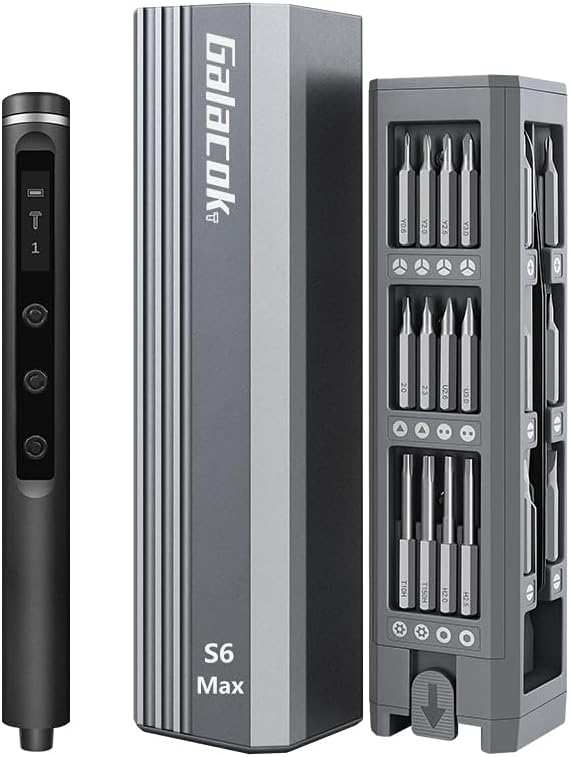 Mini Electric Screwdriver Set,3.7V Cordless Precision Screwdriver Set with 50 in 1 Magnetic Bits,Magnetic Storage,5 Torque Setting,LED Display,Small Repair Tool Kit for Computers,Phones,Watches (Grey)