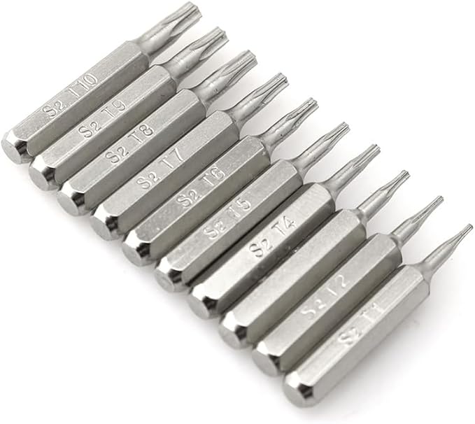 ZYAMY 10PCS Precision Screwdriver Bits (Plum Type) 28mm Long Torx T1 T2 T3 T4 T5 T6 T7 T8 T9 T10 Miniature Phillips Drill Bit Set Apply to Car Truck Engine Motorcycle Cell Phone