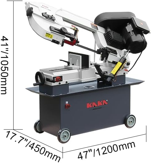 KAKA INDUSTRIAL Metal Band Saw,7x12 Inch(178x305mm) Rectangular Cutting Capacity,1.5HP Dual Voltage 115V/230V,Includes 3 Blades,Metal Horizontal Band Saw Hydraulic Feed, Steel Aluminum Alloy Bars