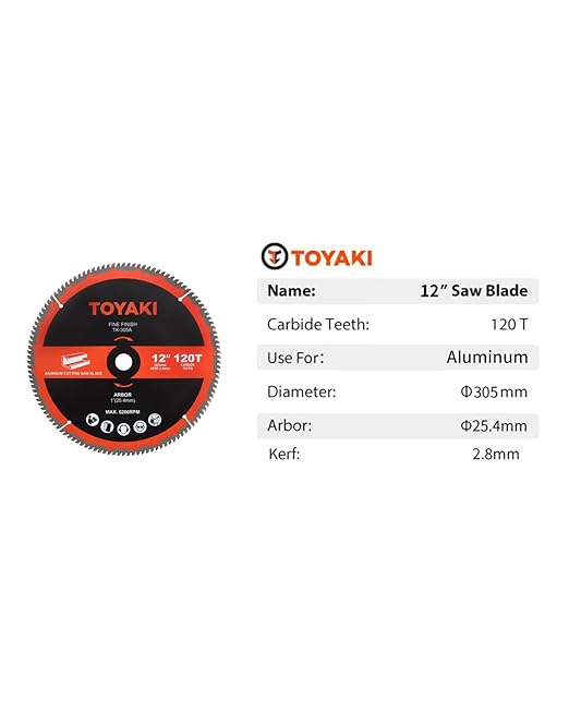 12-Inch Miter Saw Blade, TCG Aluminum Working 120-Tooth Carbide Fine-Finish Professional Saw Blade with 1-Inch(25.4mm) Arbor, Use for Miter Saws Table Saws and Circular Saws