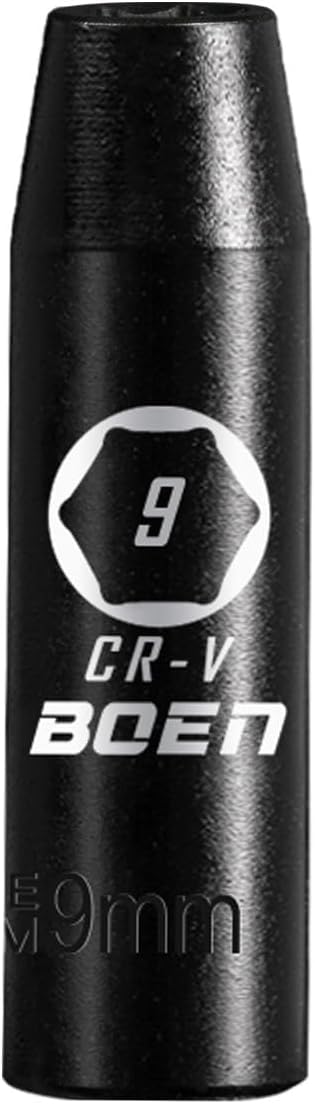 BOEN 1/2" Drive Deep Impact Socket, 9mm Premium Socket, Metric, 6 Point, Cr-V Steel with Laser Marking - Strong and Durable