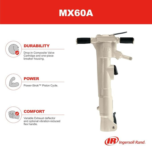 Ingersoll Rand MX60A Pavement Breaker 1-1/8 x 6" Hex Shank, 5-3/4" Stroke Length, 1250 BPM, 2.06" Bore
