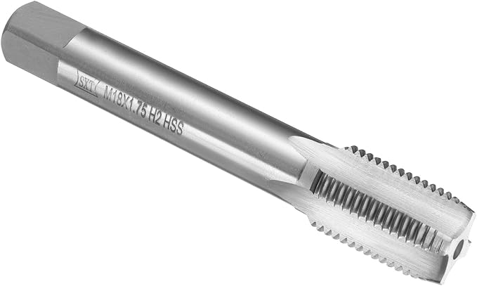 uxcell Hand Plug Tap M18 x 1.75 H2 Metric Thread Plug Style Taps Straight Flute Screw Tapping Threading Tool High Speed Steel HSS6542