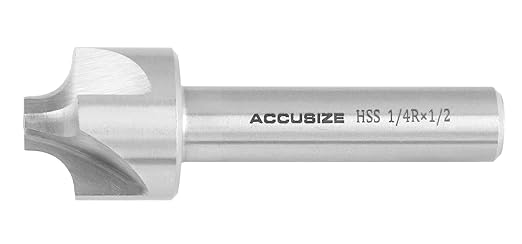 Accusize Industrial Tools Hss Corner Roudning End Mill, 1/4'' Radius, 1/2'' Shank Diameter, 1'' Largest Dianmeter, 3-1/8'' Oal, 1011-1412