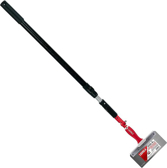 LEVEL5 8" Flex Stainless Steel Offset Taping Knife, Skimming Blade Handle Universal Adapter, 38.5"- 63" Extendable Skimming Blade Handle | 5-830