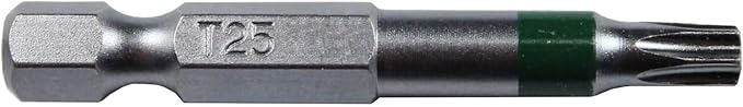 T25 X 2" Torx/Star Driver Bit - Color Coded Quick Change Shank Bit for Screws and Fasteners (50)