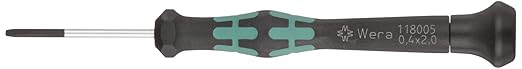 Wera 05118005002 Kraftform Micro 2035 Slotted Electronics Precision Screwdriver, 2mm Head, 40mm Blade Length