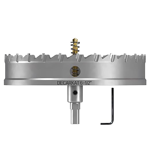 6-1/2" TCT Hole Saws for Hard Metal, Heavy Duty 165mm Tungsten Carbide Tipped Hole Cutters Set with Spring-Loaded Pilot Drill Bits for Stainless Steel, Metal, Iron, and Plastic.